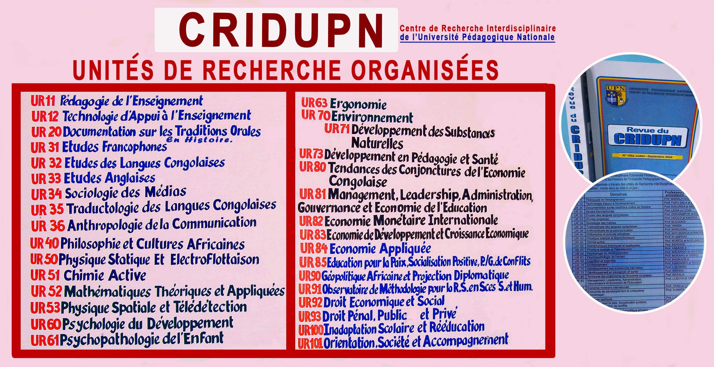 Différentes Unités de Recherche Organisées